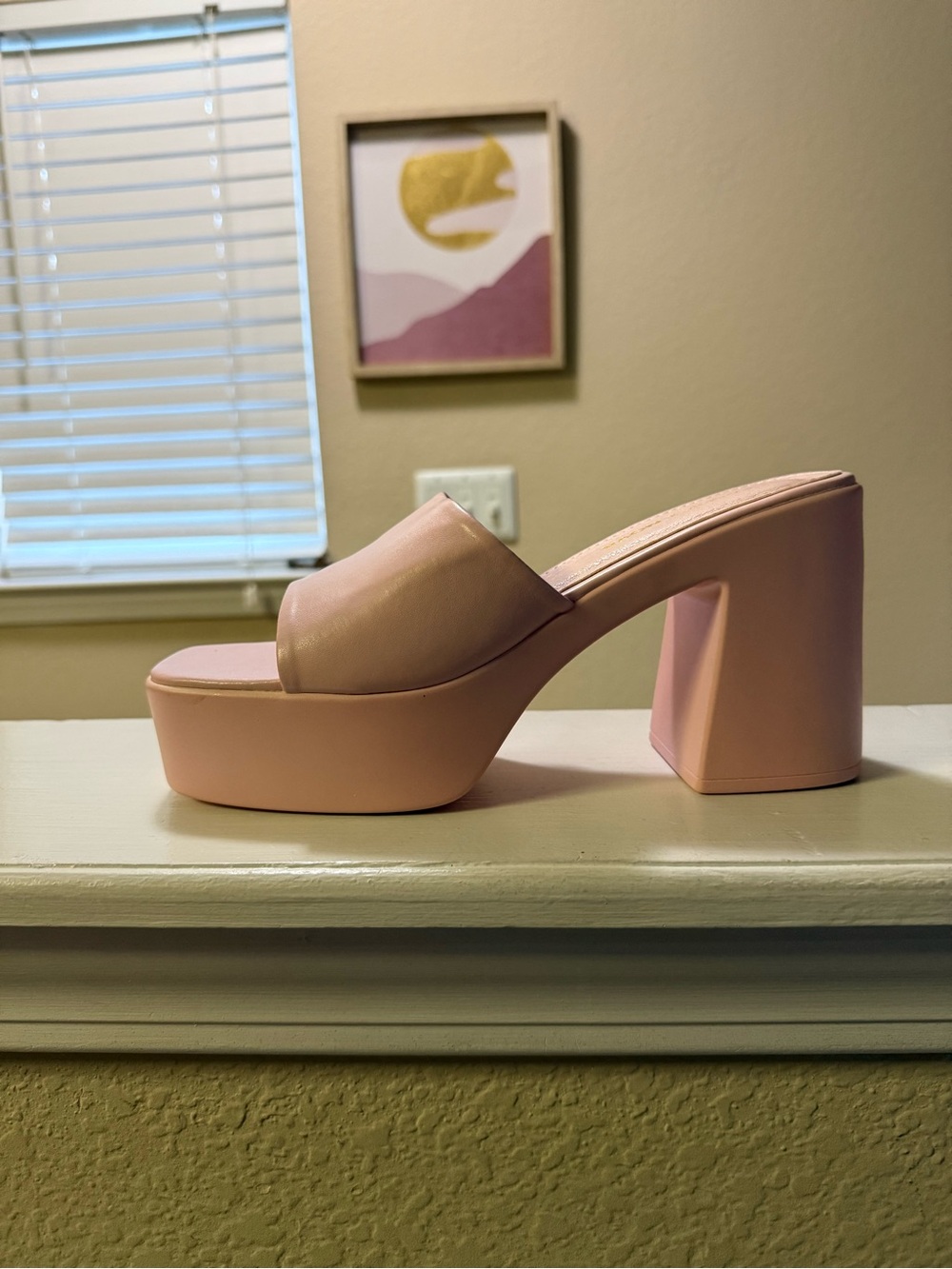 Chunky Platform Slide Mule in Blush Pink